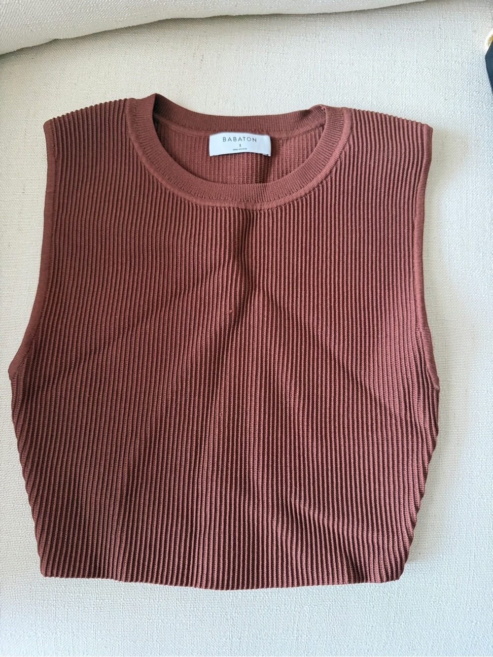 Babaton Ribbed Sleeveless Knit Tank - Terracotta